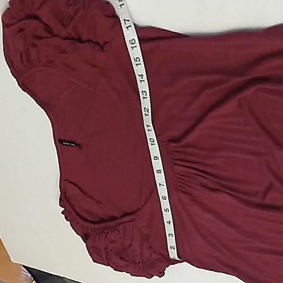 Double zero 100% rayon burgundy Fit And Flare top Size Large - Picture 5 of 7